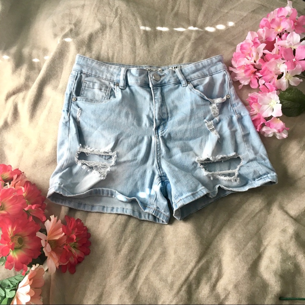 BOGO Distressed Light Wash Jean Shorts